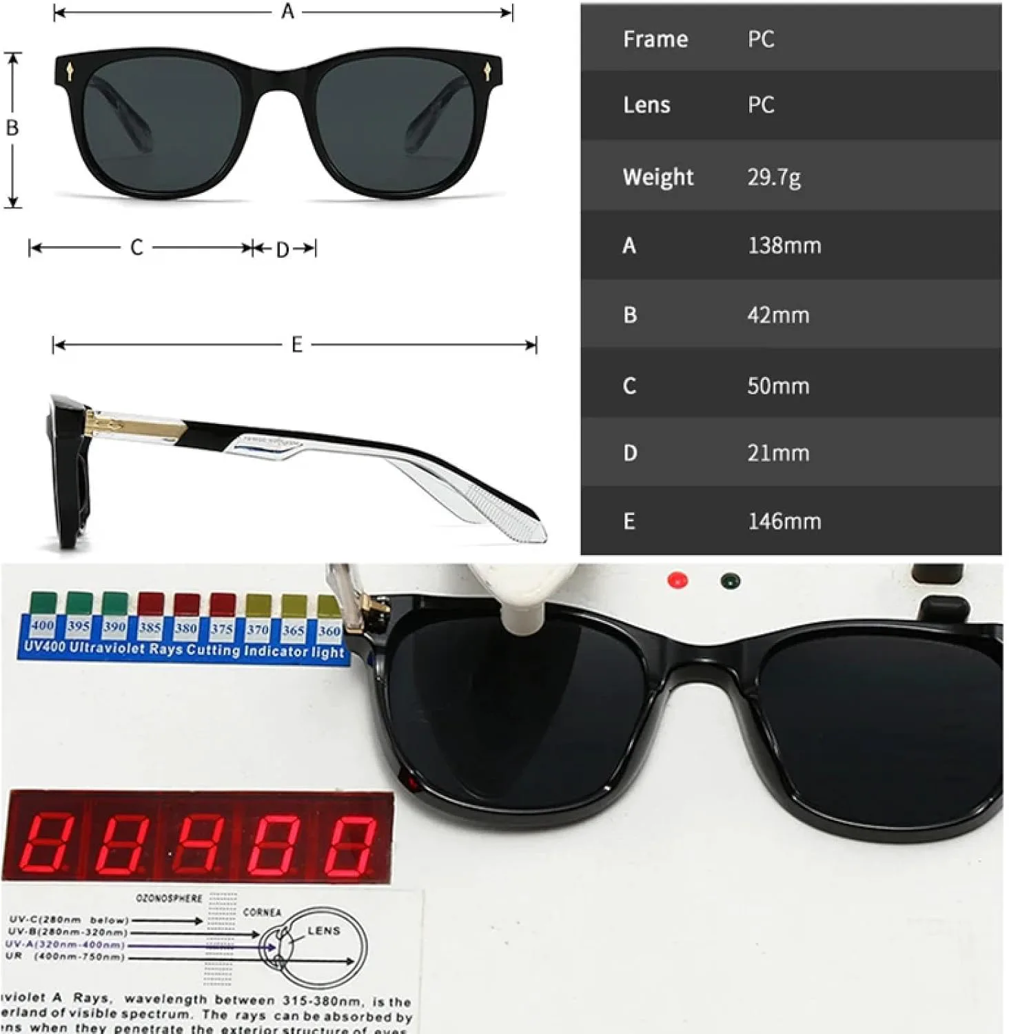 

Модные солнцезащитные очки UV400 с заклепками для женщин, роскошные солнцезащитные очки в стиле ретро, ​​качественные очки для мужчин VVTWSSW, C1 Black Black