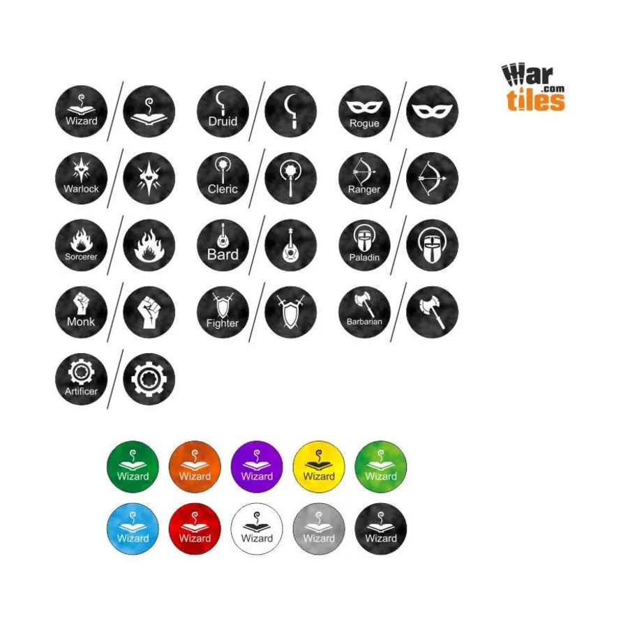 

Жетоны героев — средние — серые, War Tiles - RPG Tokens