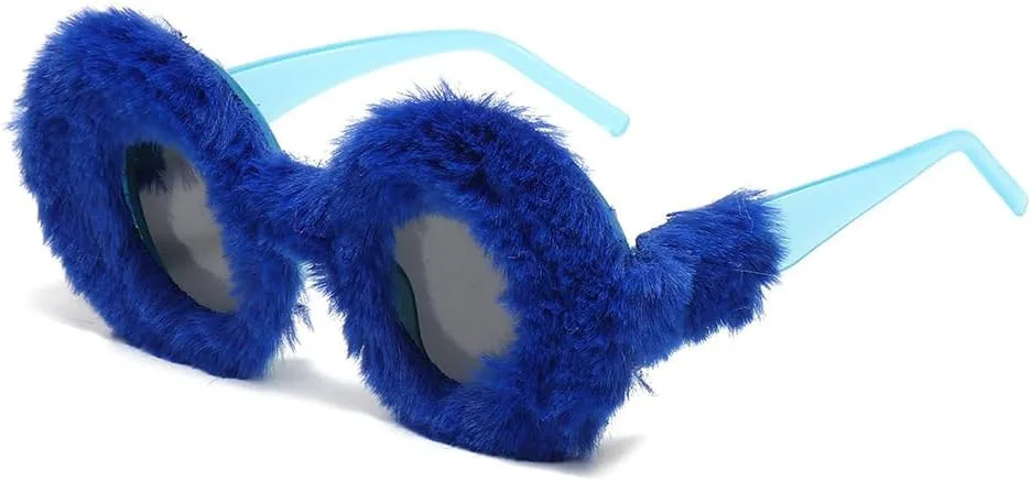 

Круглые мягкие солнцезащитные очки для женщин, винтажные, большие, декоративные, зимние, термоочки, пушистые, с защитой от УФ-излучения UV400 MTZJH, One Color