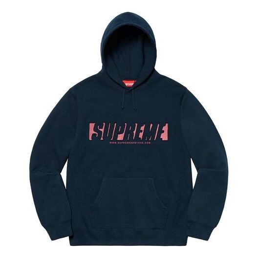 

Толстовка ss20 week 1 reflective cutout hooded sweatshirt logo Supreme, синий