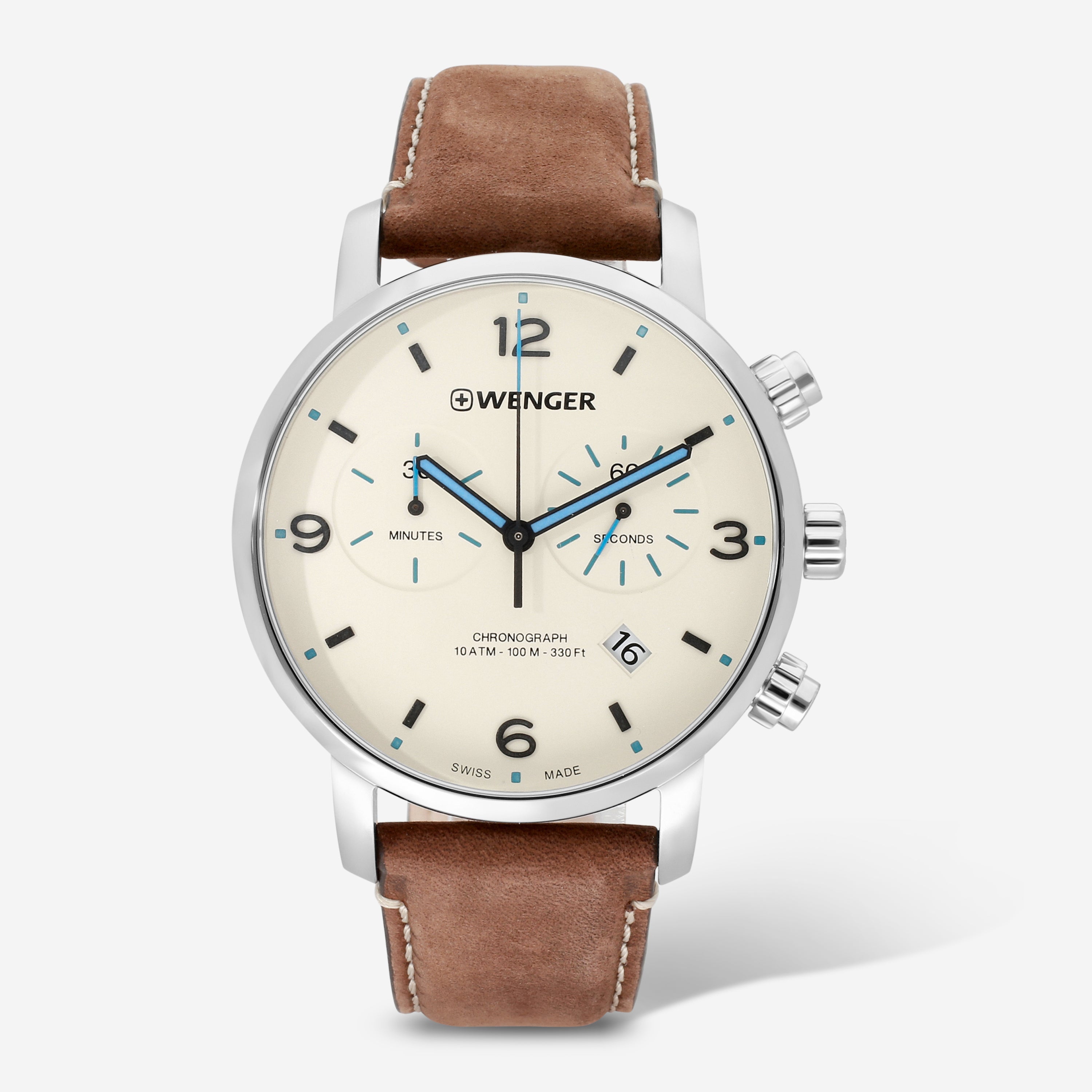 

Часы Wenger Swiss Army мужские 01.1743.111 Urban Metro Chronograph бежевый циферблат 44 мм