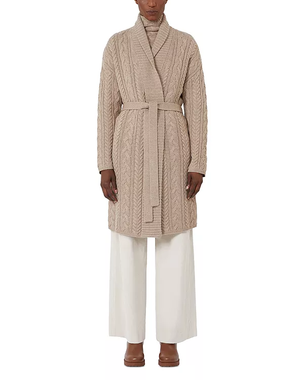 

Квебекский бежевый шерстяной кашемировый кардиган Max Mara, бежевый