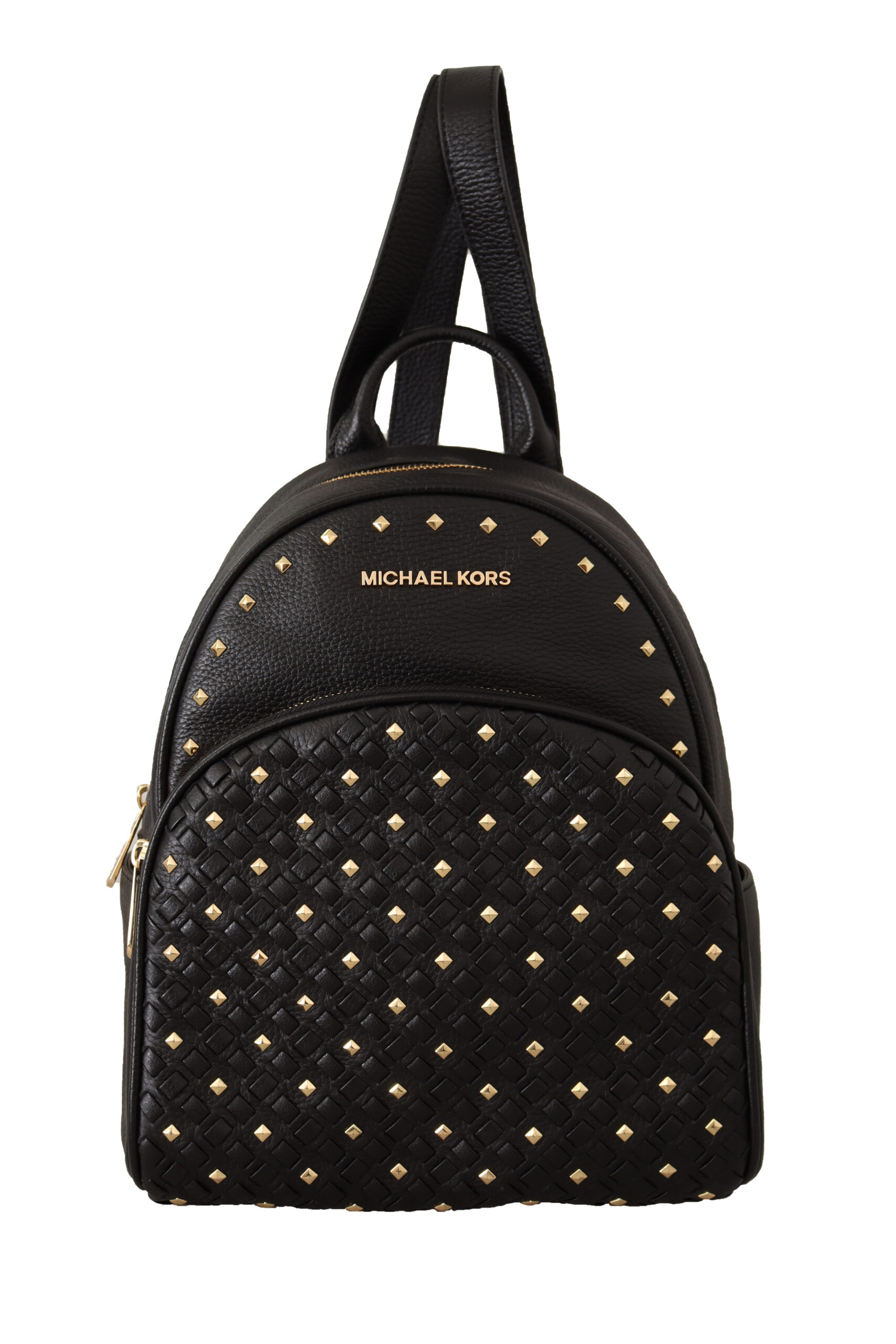

Шикарный черный кожаный рюкзак с золотыми вставками Michael Kors