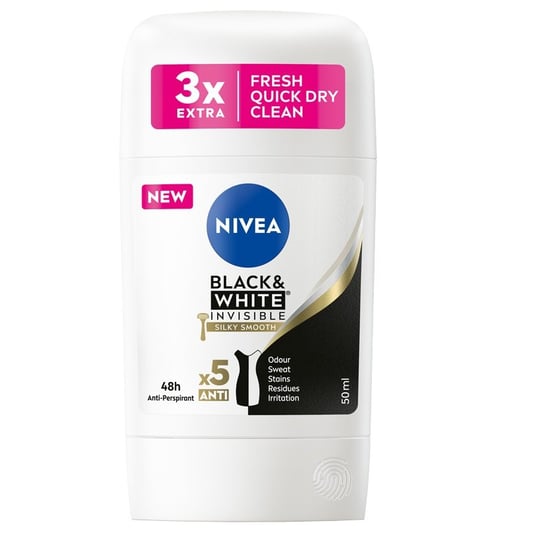 

Стик-антиперспирант 50мл Nivea, Black&White Invisible Silky Smooth