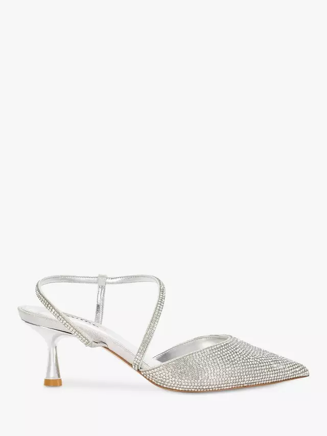 

Туфли-лодочки Dune Competitive Crystal Pointed Toe Slingback, серебряный