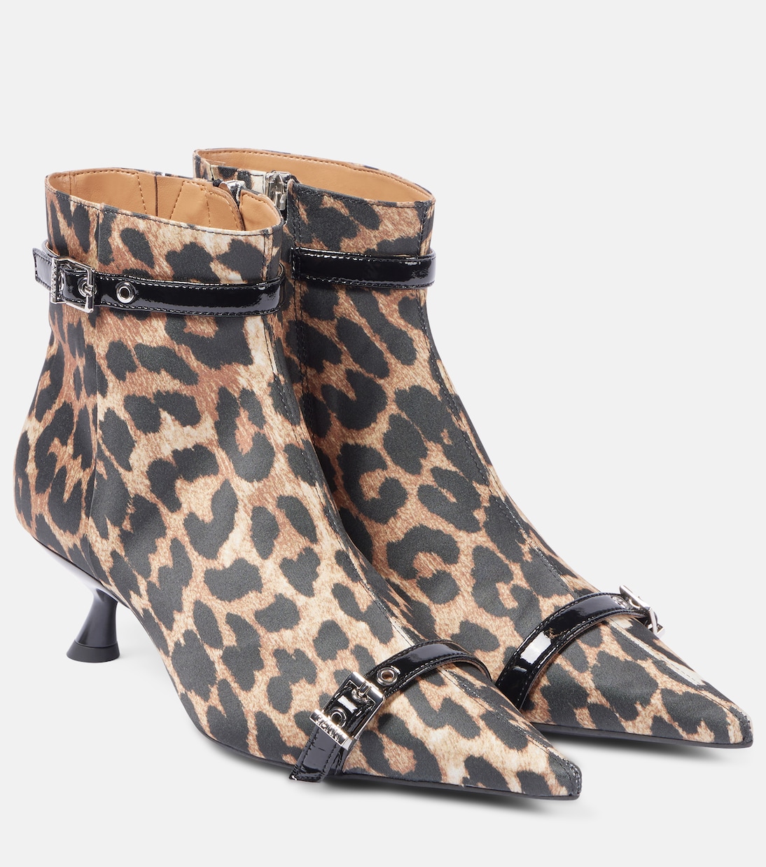 Сапоги из атласа с леопардовым принтом Ganni, Leopard