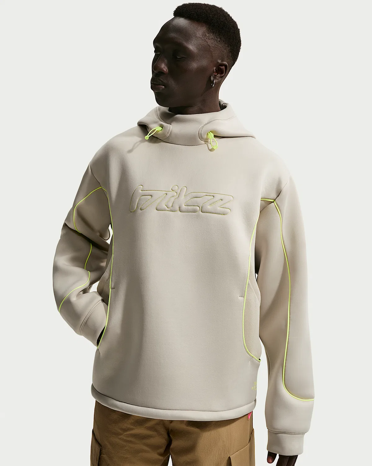 Мужская худи Nike Project F.R.O.G. с пузырчатой сеткой, Cream II/Black/Volt Ice/Volt Ice