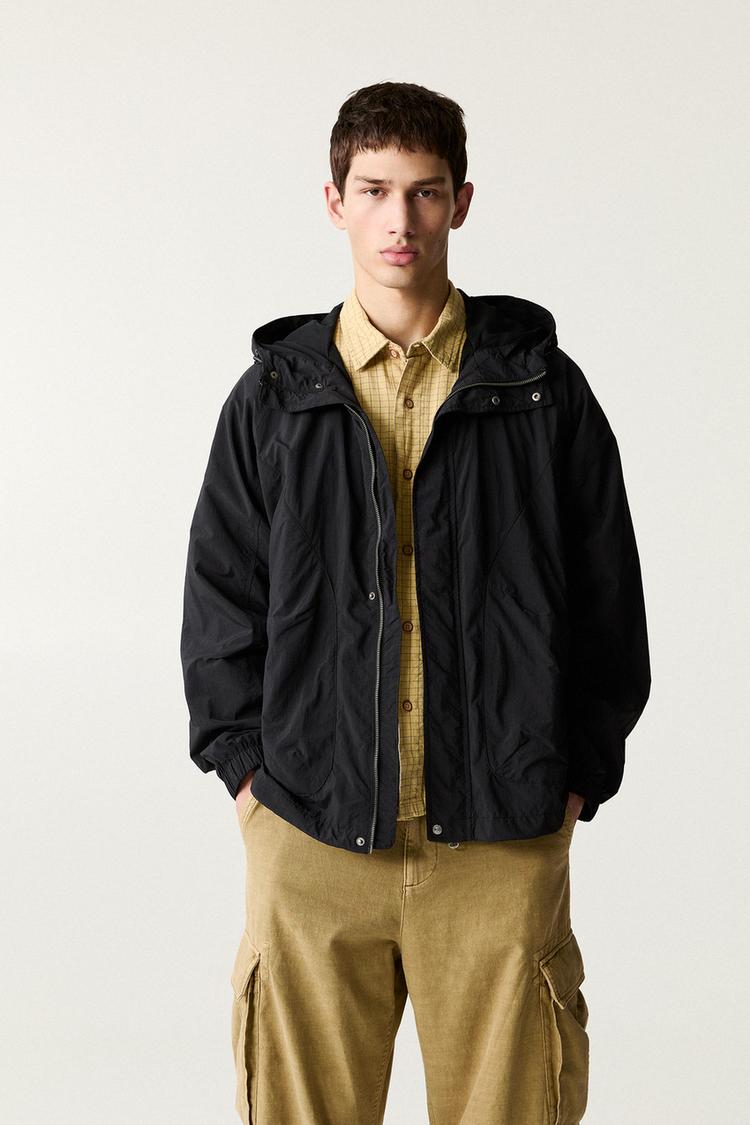 

Плащ с капюшоном Pull And Bear, черный