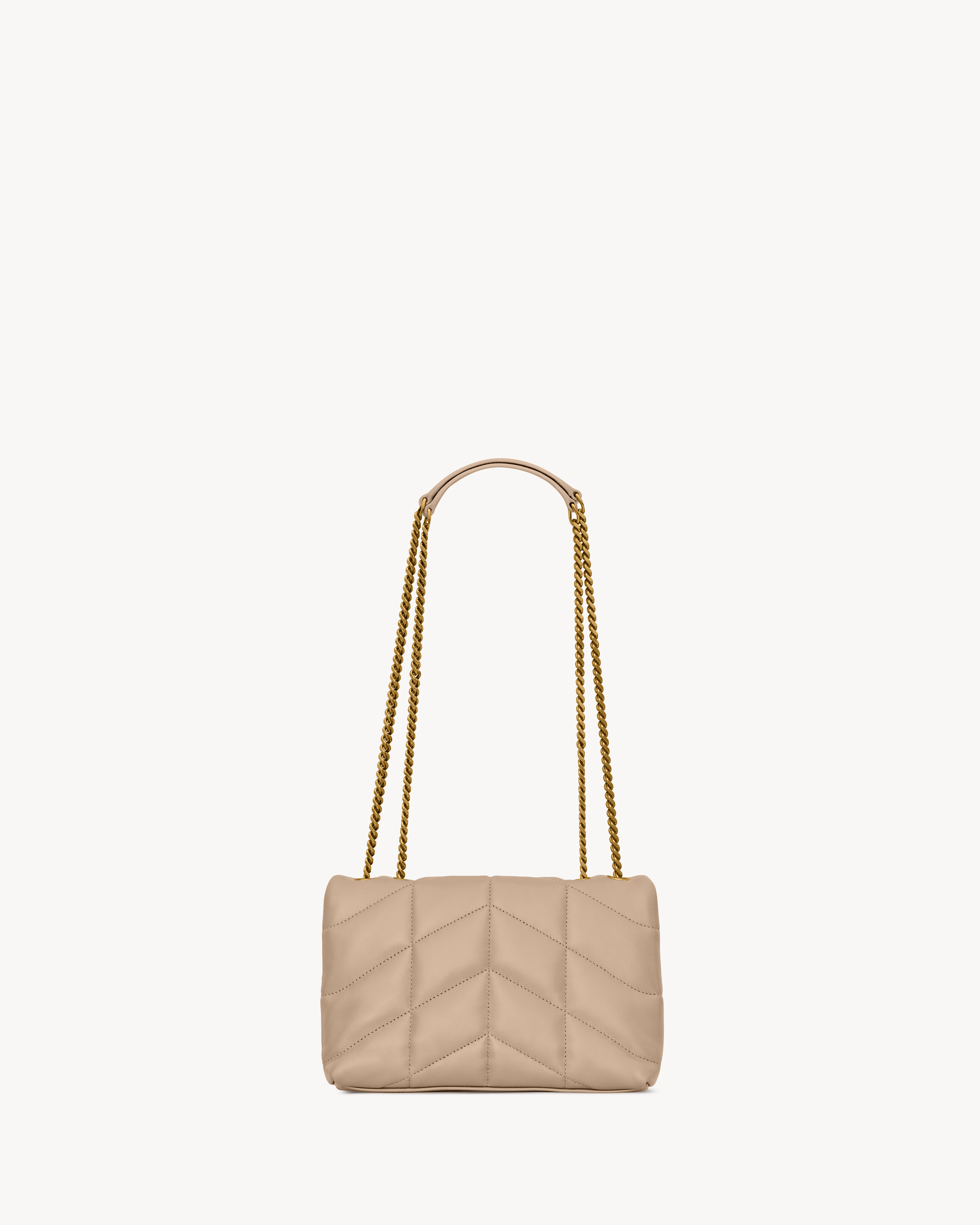 Мини-сумка Puffer из ягнячьей кожи Saint Laurent, бежевый — фото 3