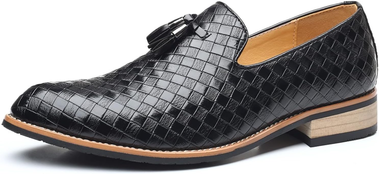 

Мужские лоферы Netehadi с плетеным кожаным узором, слипоны с кисточками, низкий каблук, легкие, мягкие и удобные, формальная обувь для работы, офиса, бизнес-вечеринок и свадеб, черный
