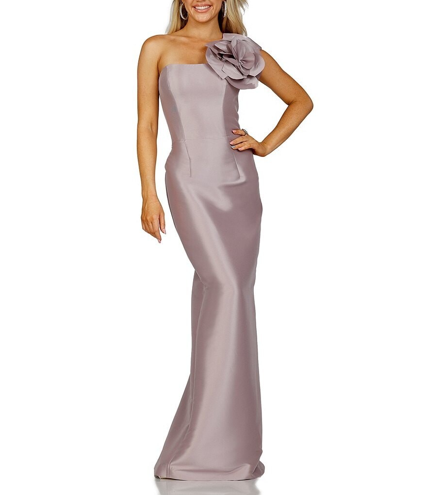 

Платье без бретелек Terani Couture с цветочной аппликацией, фиолетовый