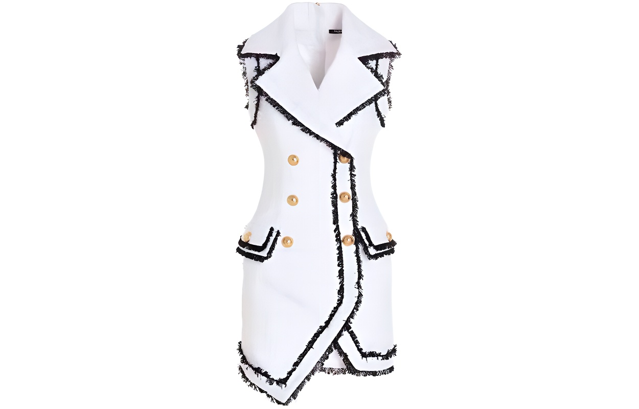 

Белое платье без рукавов BALMAIN