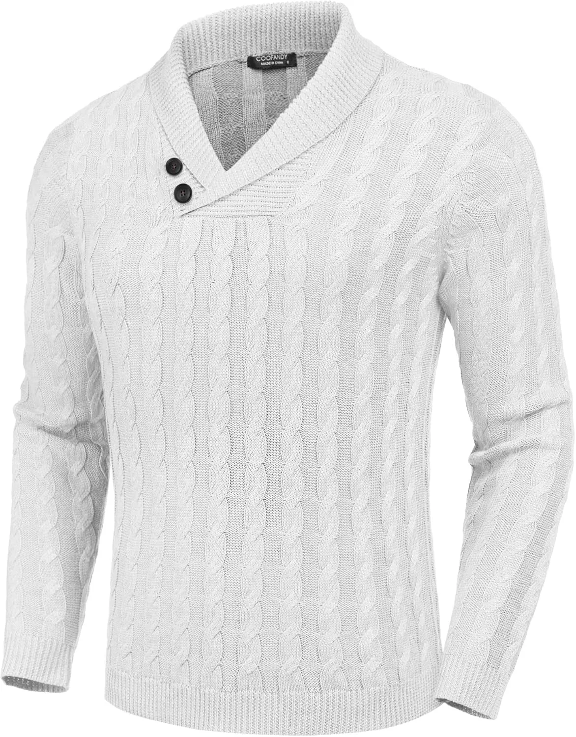 

COOFANDY мужской пуловер с шалькой, Slim Fit, кабельная вязка