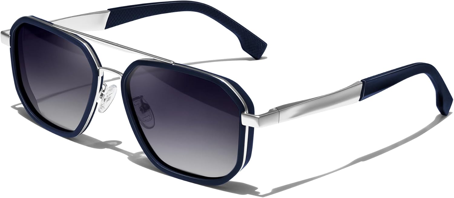 

Солнцезащитные очки-авиаторы KANASTAL для мужчин и женщин, поляризованные, в стиле милитари, с защитой от УФ-излучения UV400, металлические, шестиугольной формы, авиационные, 【a4】matte Blue/Gradient Black