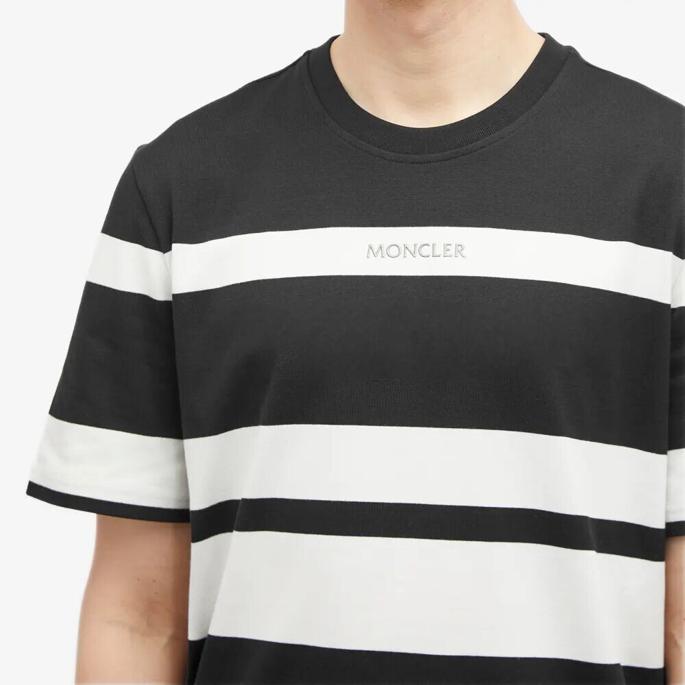 

Moncler Футболка в полоску с логотипом, черный