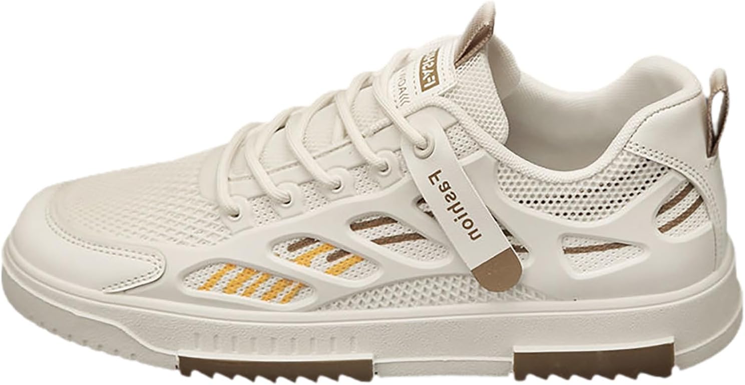 

Мужские повседневные кожаные низкие кроссовки, легкие и дышащие ботинки для женщин, удобная обувь для ходьбы, повседневные кружевные теннисные кроссовки Generic, бежевый