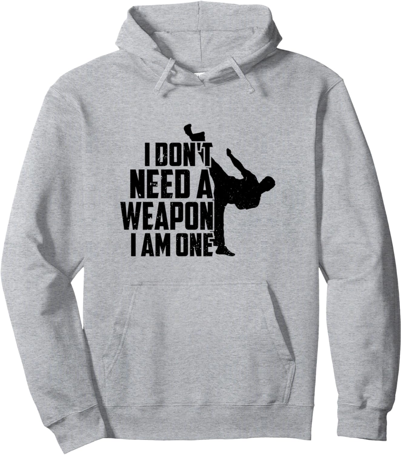 

Мне не нужно оружие, я им и являюсь - Худи для бойца тхэквондо Taekwondo Martial Arts Taekwondo Fighter, серый
