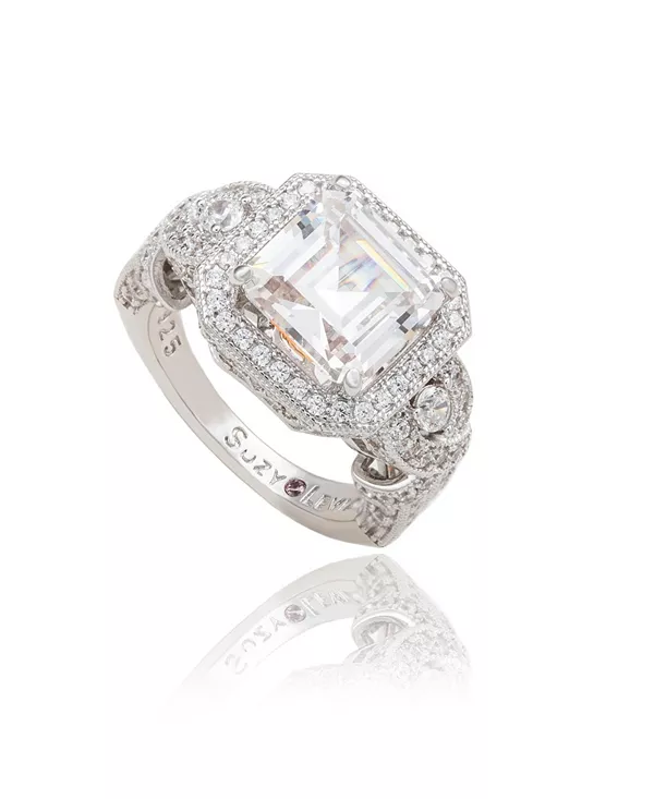 

Кольцо Suzy Levian из стерлингового серебра с кубическим цирконием огранки «ашер» в технике французской филигранной обработки Suzy Levian New York, white