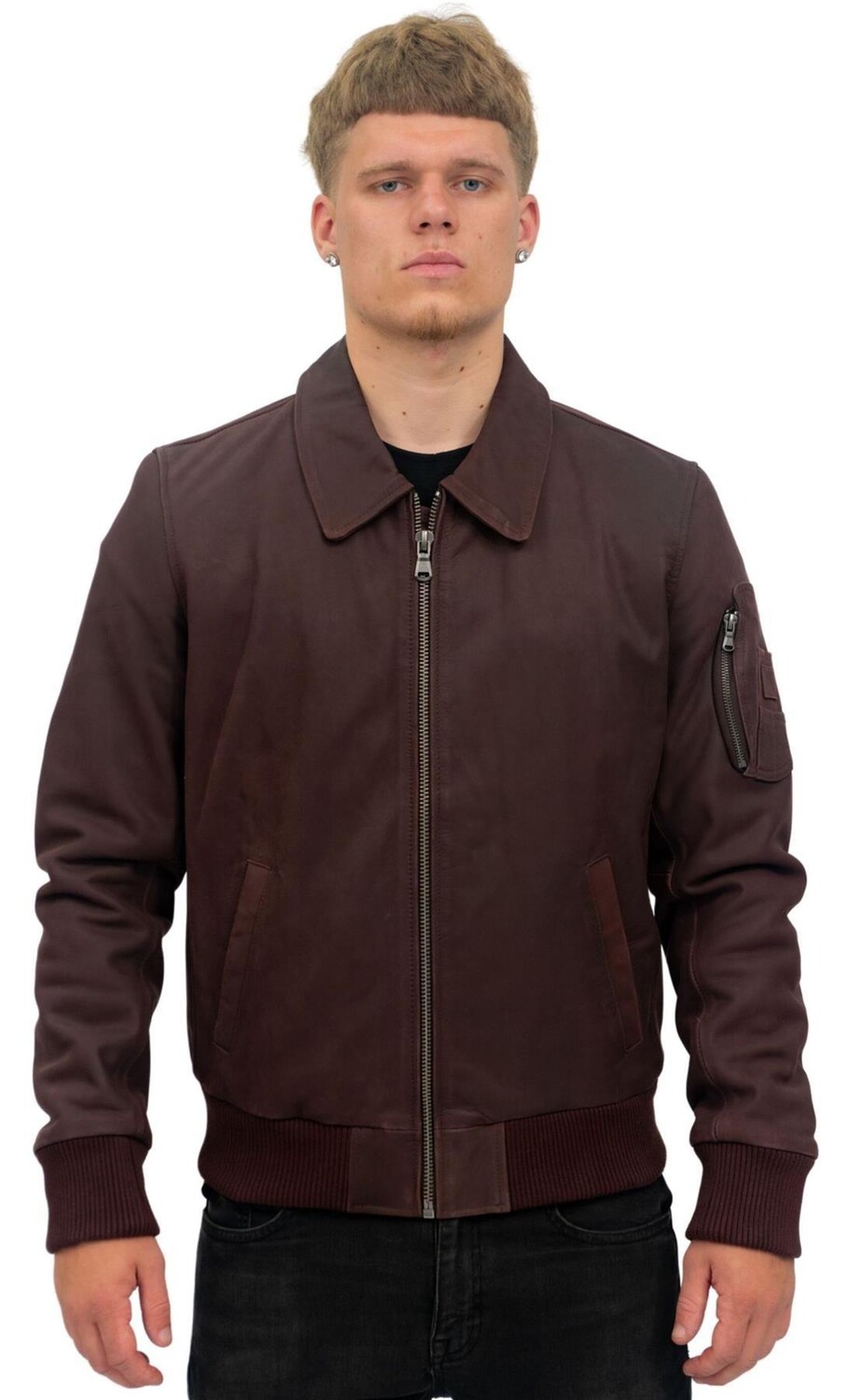 

Куртка-бомбер из воловьей кожи A2-Осло Infinity Leather, красный