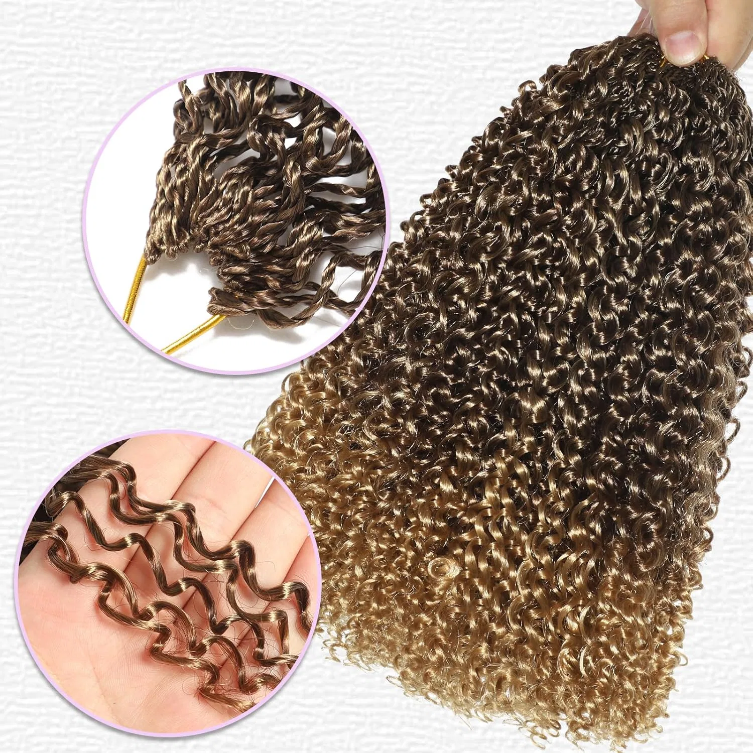 Наращивание волос Micro Kinky Curly Crochet Hair 8 упаковок (16 дюймов) Veeltras — фото 4