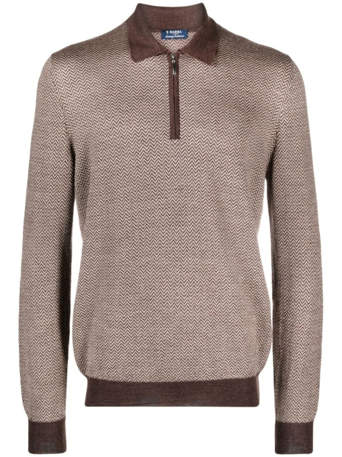 

Barba chevron-knit polo shirt, нейтральный цвет