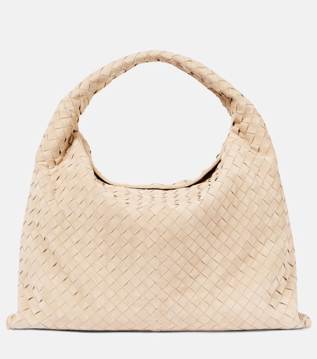 

Hop Large Intrecciato плечевая сумка из замши Bottega Veneta, Ecru-Muse Brass
