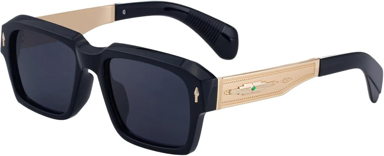 

Классические солнцезащитные очки с заклепками для женщин и мужчин, винтажные, панк, роскошные, для активного отдыха, вождения, металлические, UV400 TVTBBVV, Black Gold Black