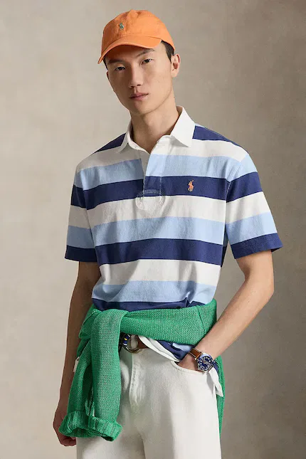 Поло с полосками Polo Polo Ralph Lauren, синий