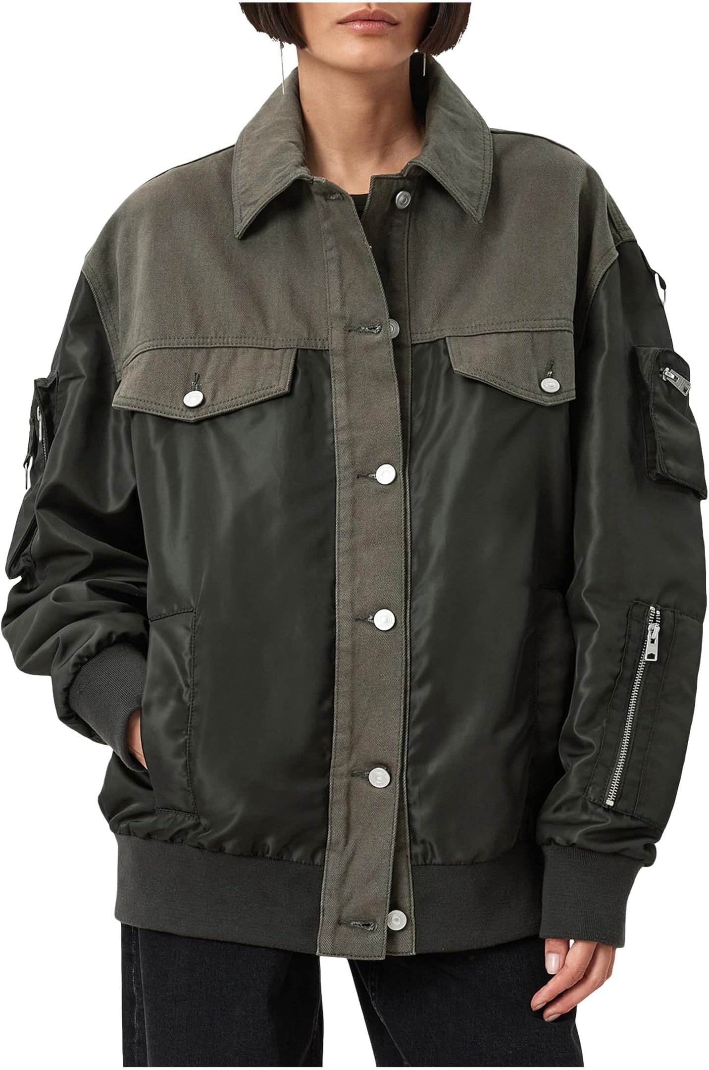 

Бомбер AllSaints Verity Bomber, цвет Khaki Green