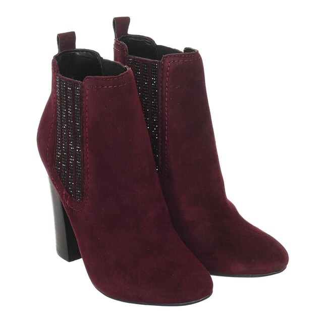 Ботильоны на каблуке из кожи с эффектом замши fllun3sue10 женщина Guess, бургундия — фото 3