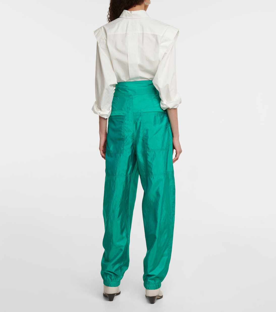 Зауженные брюки с высокой талией от Ольги Isabel Marant, зеленый — фото 3