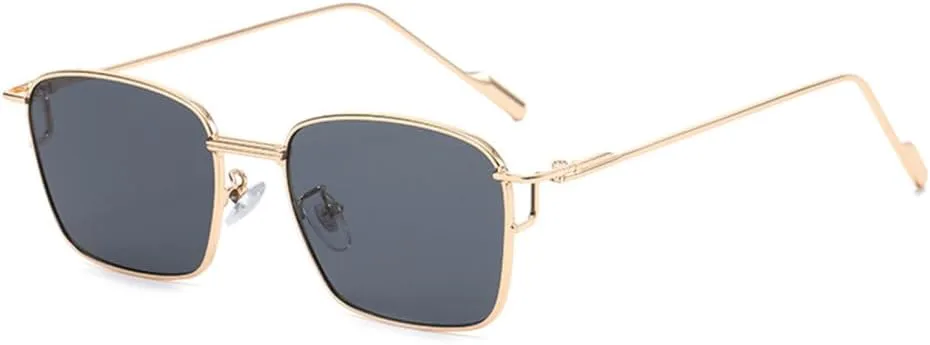 

Модные металлические солнцезащитные очки для женщин, черные, стильные прямоугольные, в маленькой оправе, с защитой от УФ-излучения UV400 MTZJH, Gold Black