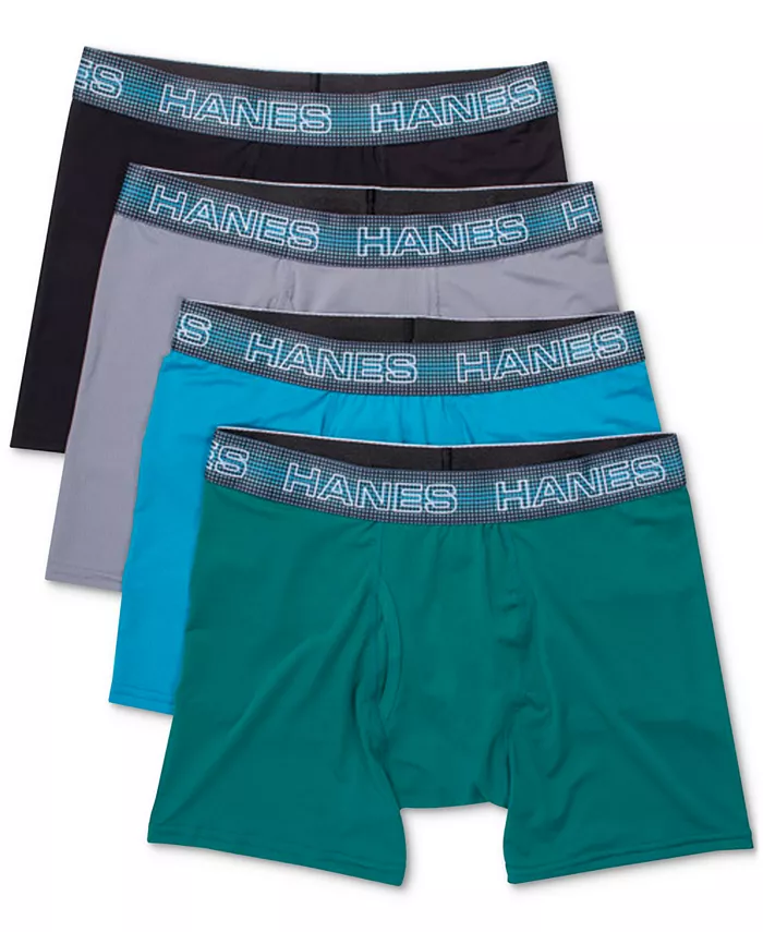 

Мужские классические боксеры Ultimate X-Temp 4 шт., влагоотводящие, сетчатые Hanes, синий