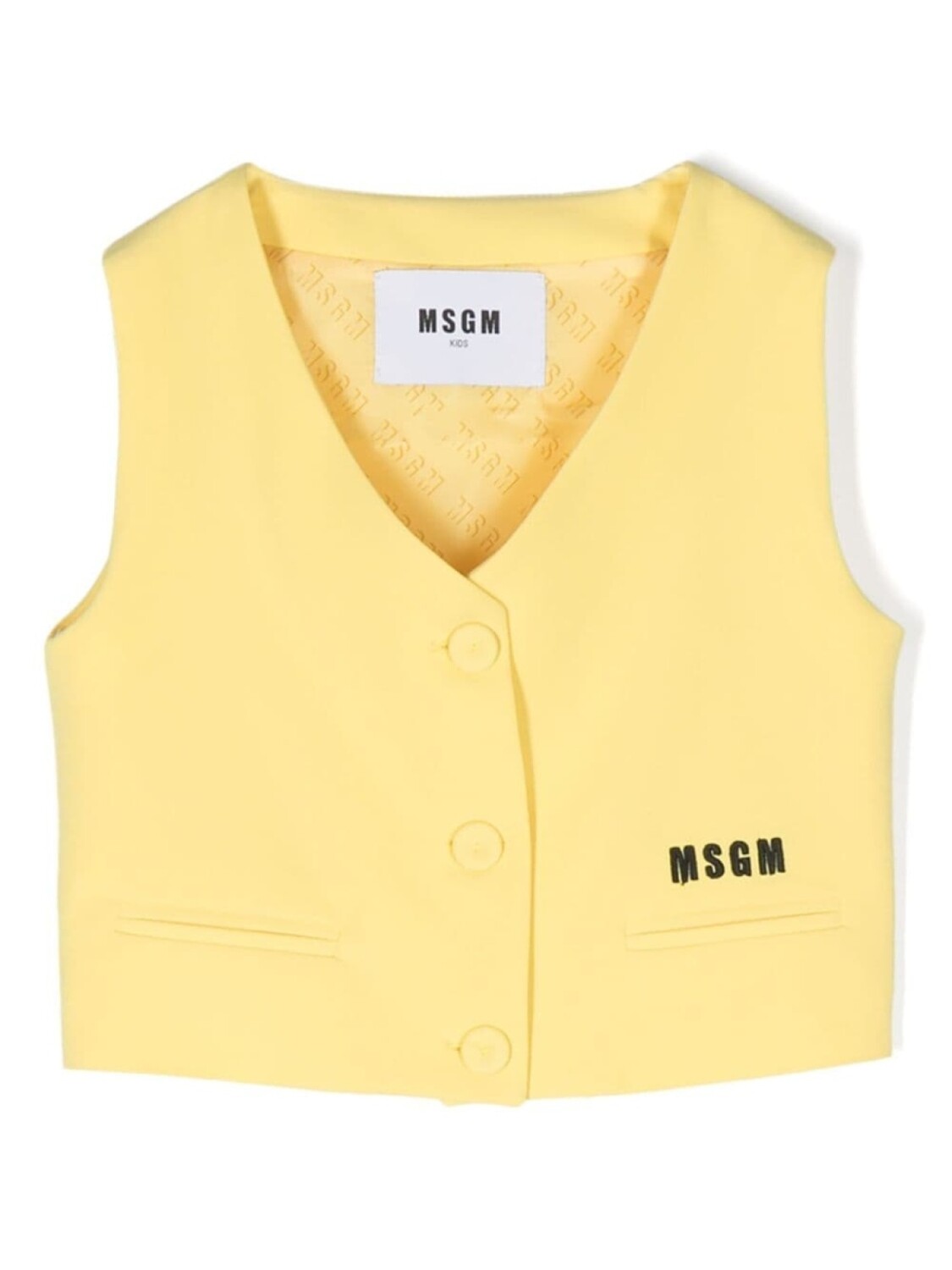 

MSGM Kids жилет с вышитым логотипом, желтый