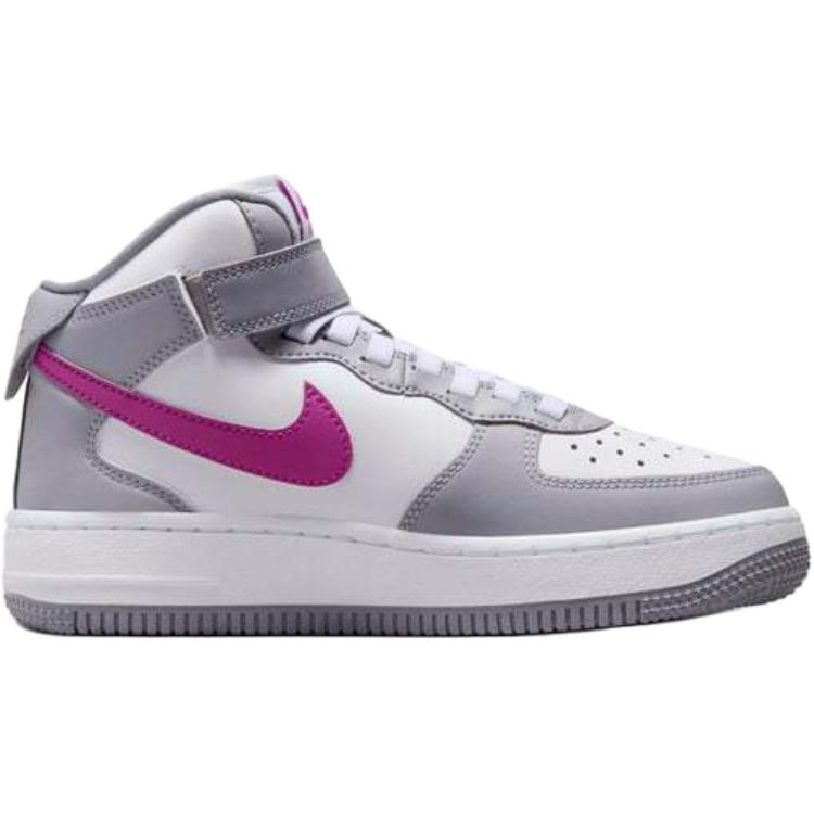 Nike Air Force 1 Антискользящие Износостойкие Высокие Детские Повседневные Кроссовки Concrete Gray White Hot Fuchsia — фото 2