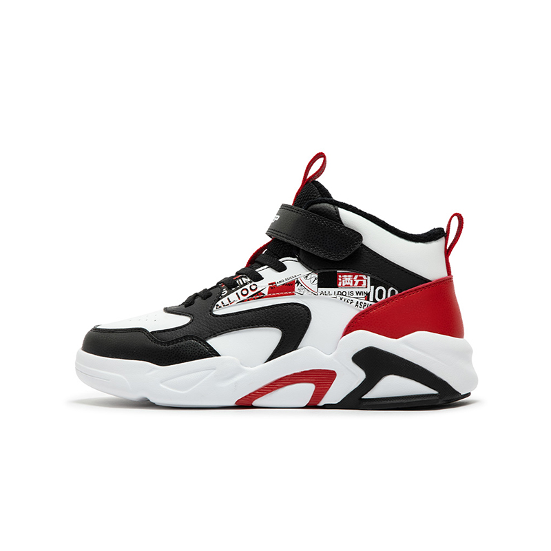 

XTEP Street Play Slip Resistant Cushioning Abrasion Resistant High top детские скейтбординг кроссовки White Red Kids'