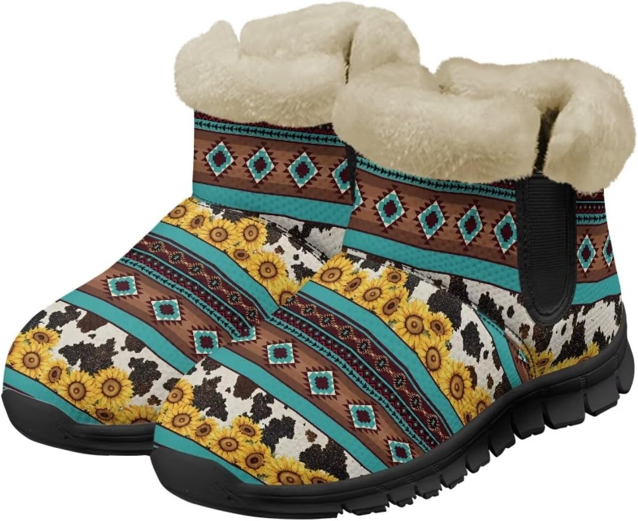 

Мужские зимние ботинки Spowatriy, водонепроницаемые, на щиколотку, теплые зимние ботинки для женщин, модные ботильоны, Tribal Sunflower
