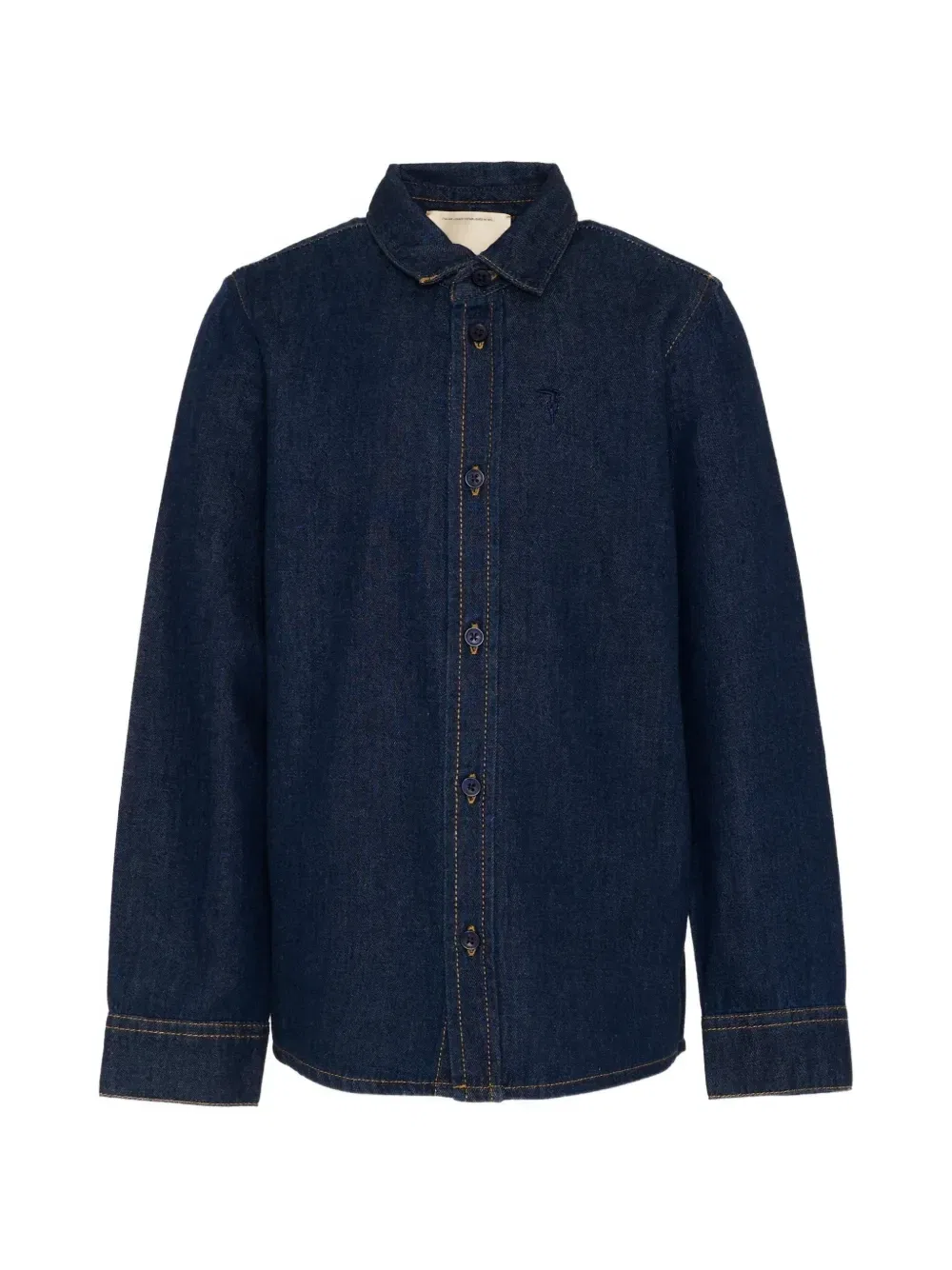 Джинсовая рубашка с вышитым логотипом Trussardi Junior, синий