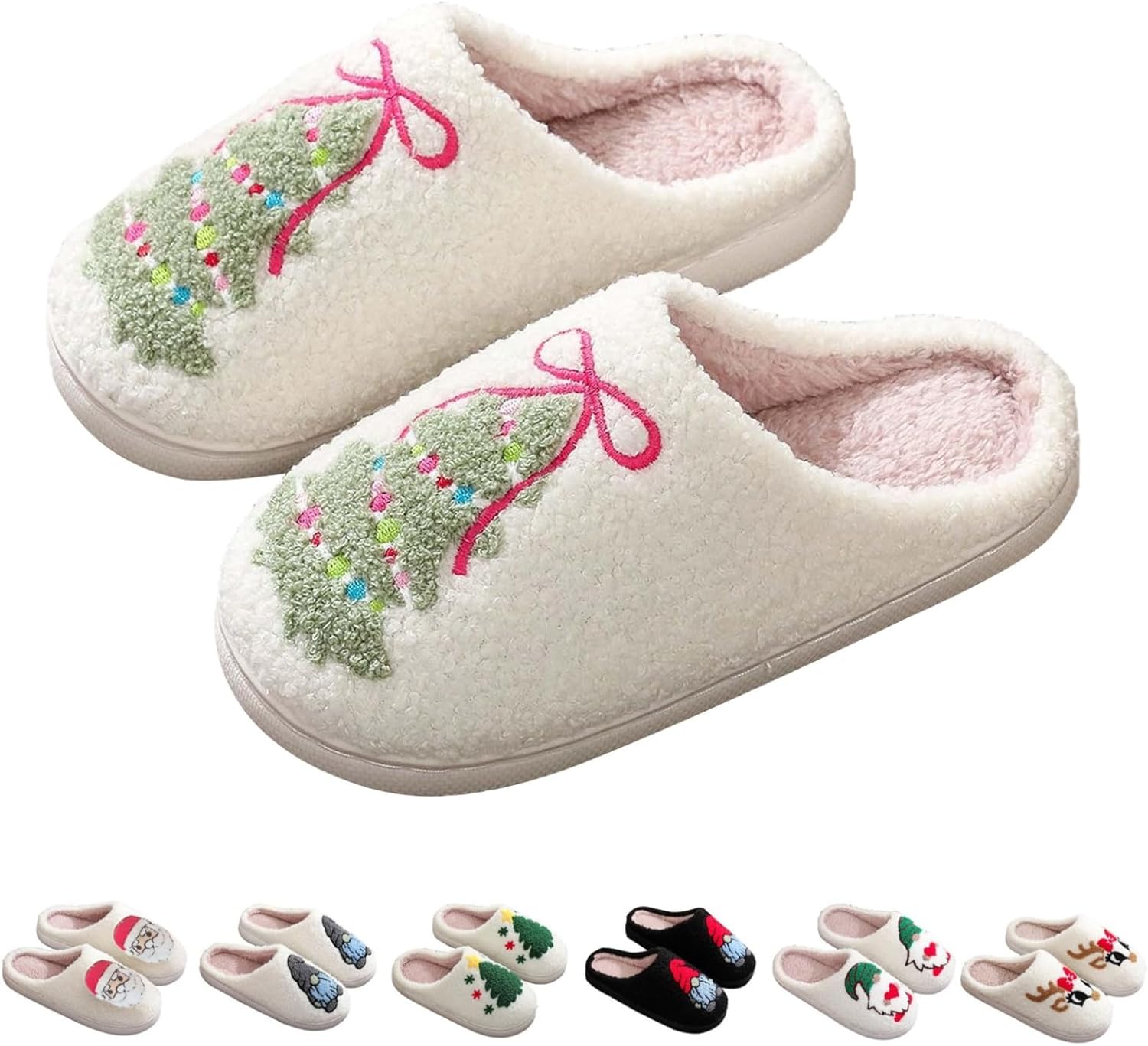 

Рождественские тапочки для женщин и мужчин, зимние пушистые уютные домашние тапочки для женщин, удобная обувь для дома и улицы Generic, зеленый