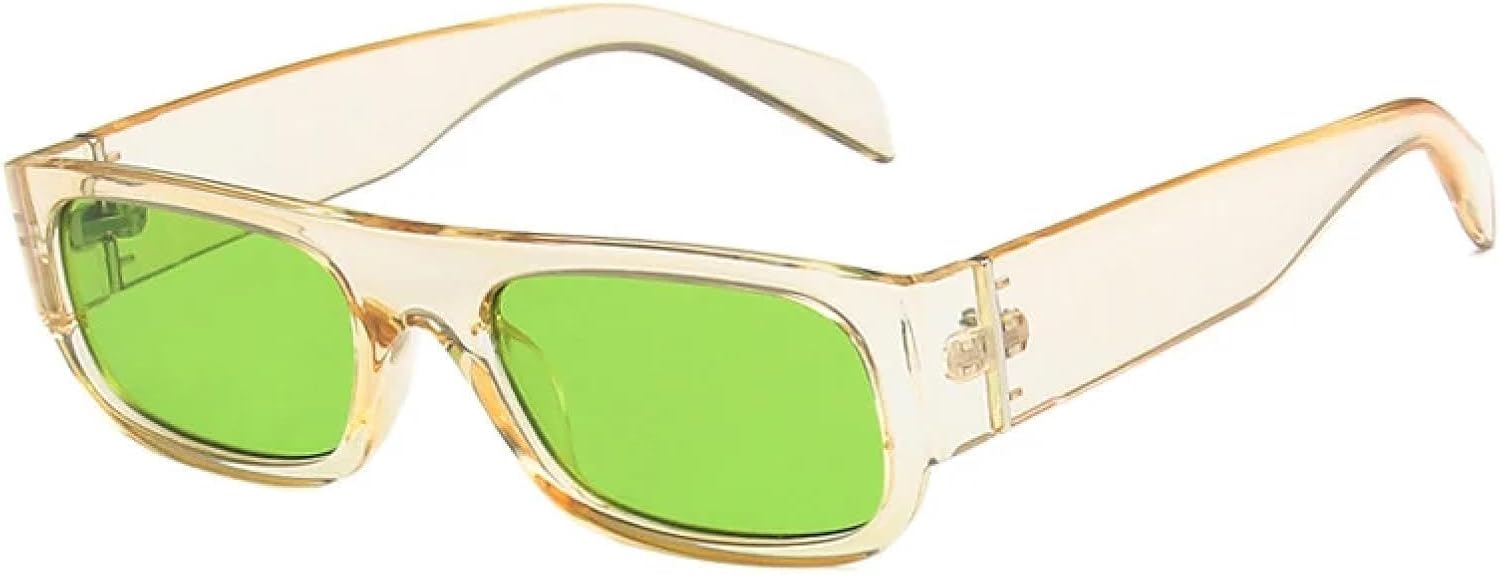 

Ретро маленькие прямоугольные женские солнцезащитные очки, модные, цвета шампанского, фиолетовые, с защитой от УФ-излучения UV400, трендовые мужские очки HHZZYVY, Champagne Green