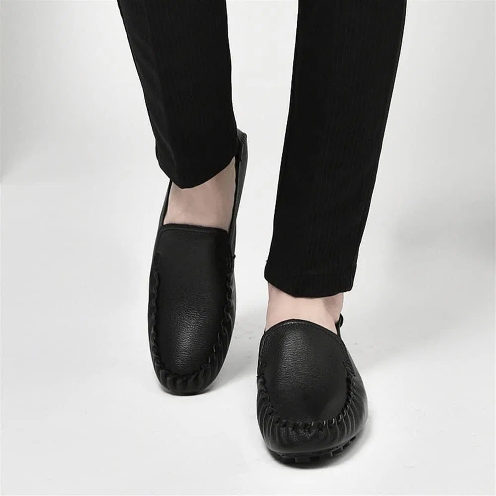 Мужские лоферы, кожа, модель Loafers Driving Moccasins, черный — фото 2