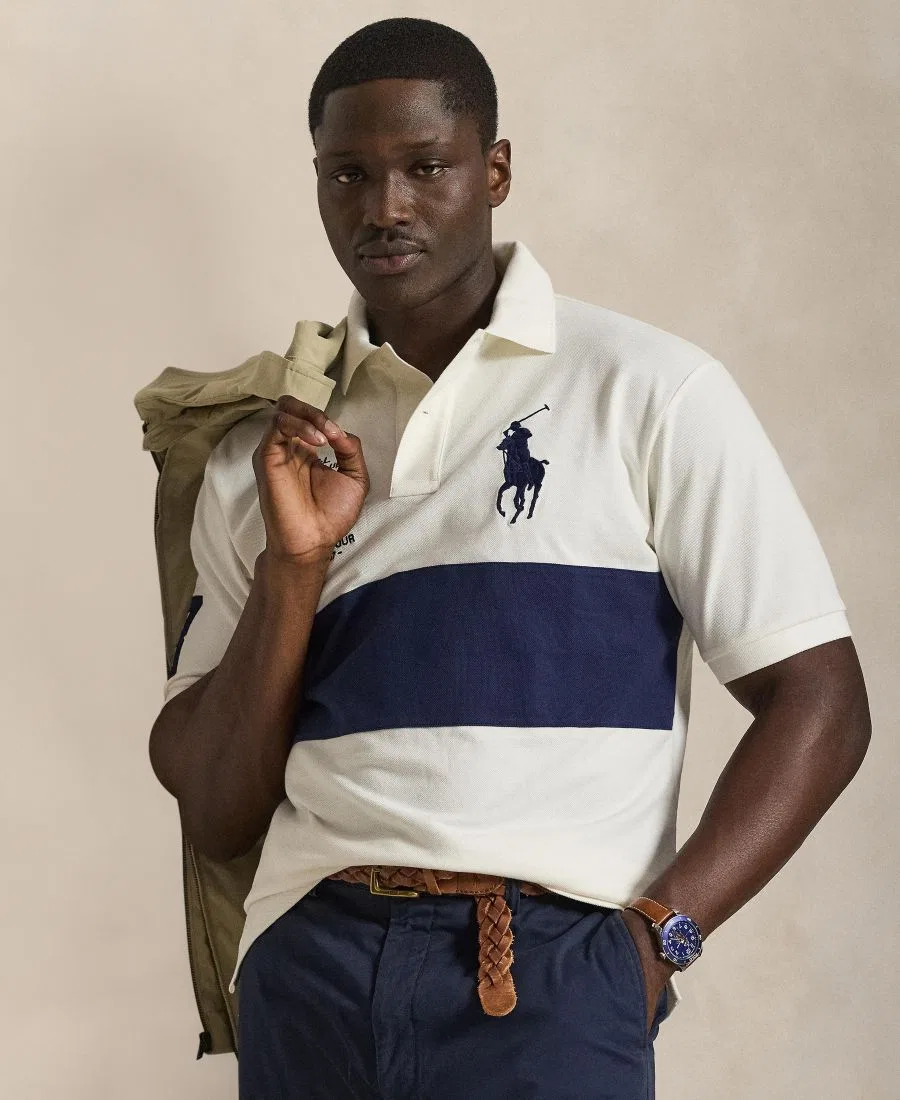 Мужская классическая сетчатая рубашка-поло больших размеров Polo Ralph Lauren, Nevis/Newport Navy