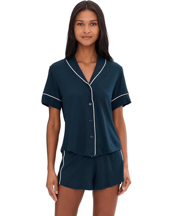 

Женский пижамный комплект Cosabella Pima Lusso с коротким рукавом и шортами, Navy Blue/Moon Ivory