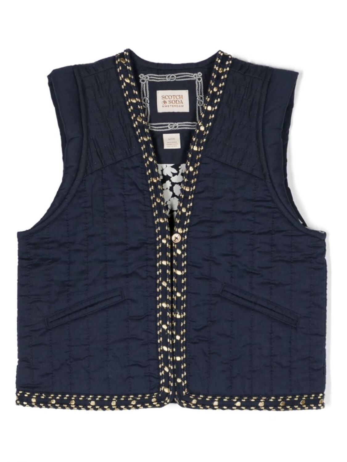

Scotch & Soda стеганый жилет с контрастной отделкой, синий