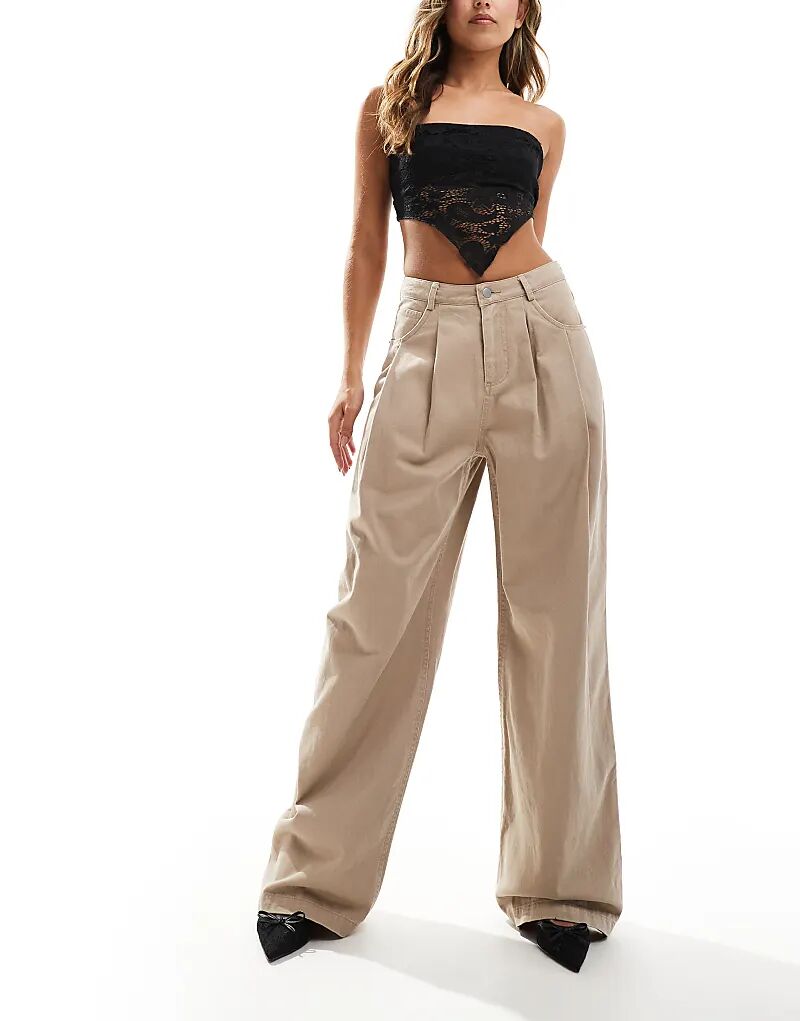 

Брюки-чинос с высокой талией в стиле «баллон» в серо-коричневом цвете Emory Park