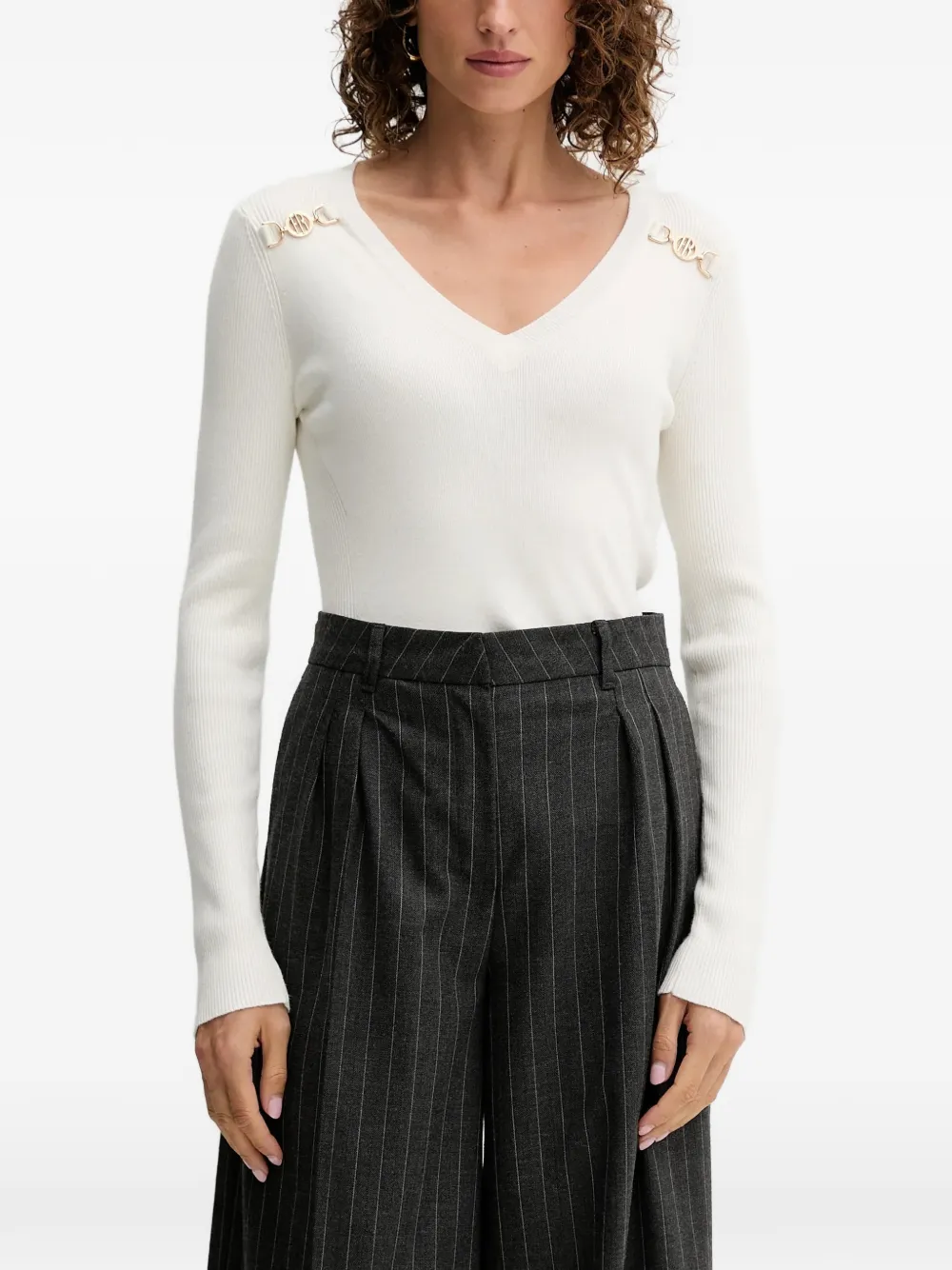 

Топ с v-образным вырезом и украшениями FRACOMINA, белый