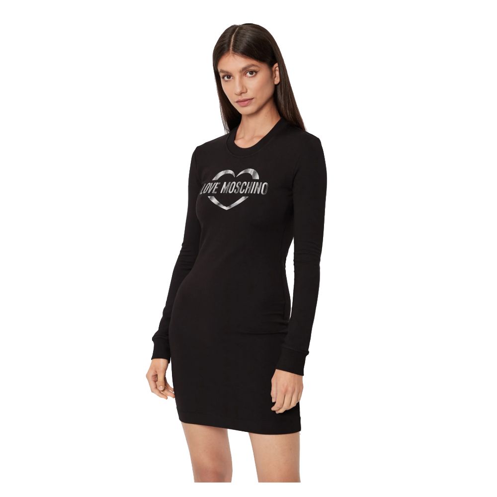 

Шикарное платье с логотипом из хлопковой смеси LOVE MOSCHINO, черный