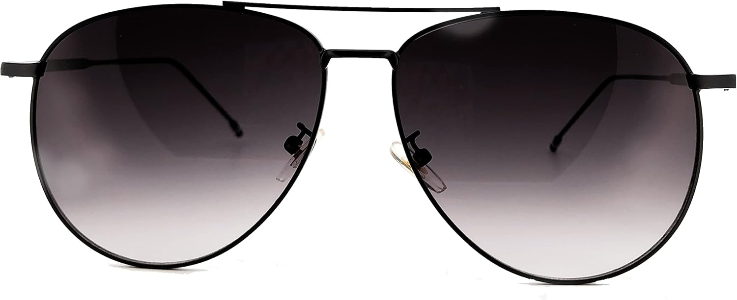 

97-25 RAKOSTA Большие плоские солнцезащитные очки-авиаторы с металлическими линзами, зеркальными линзами под УФ-излучение, классические ретро-очки для женщин и мужчин (черный цвет, 61) O2 eyewear, Black