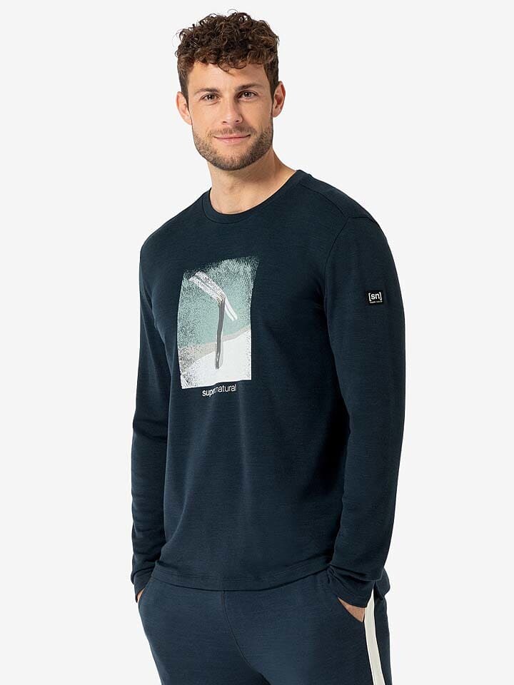

Лонгслив super.natural Funktionslongsleeve Header Brush, темно-синий