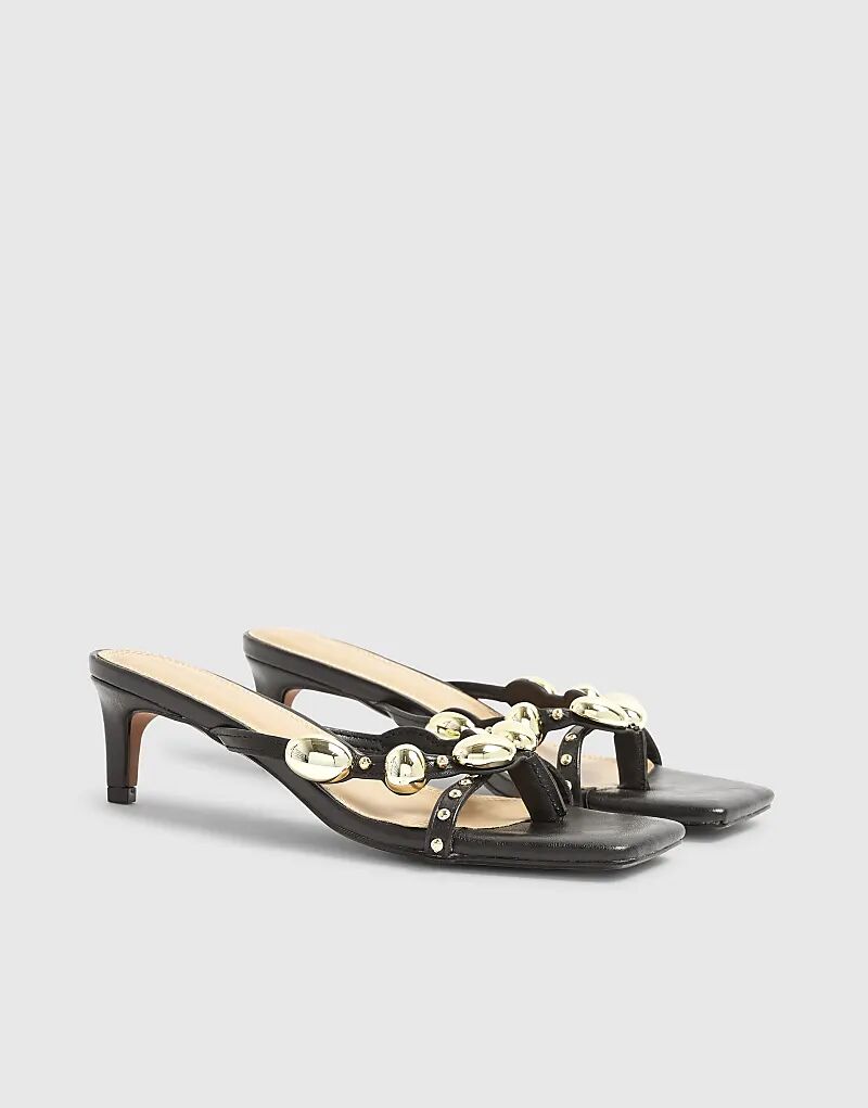 Босоножки River Island Studded на тонком каблуке черного цвета